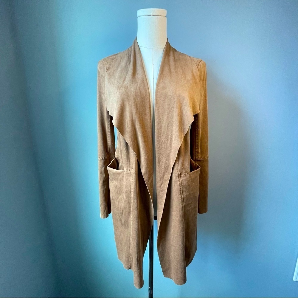 Max Studio Faux Suede Lightweight Jacket In Brown Drape (S)